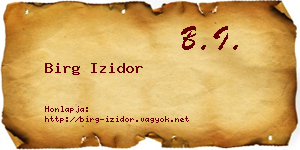 Birg Izidor névjegykártya